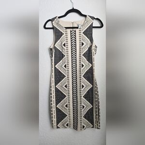 Charlotte Russe Black & Cream Geometric Midi Dress
